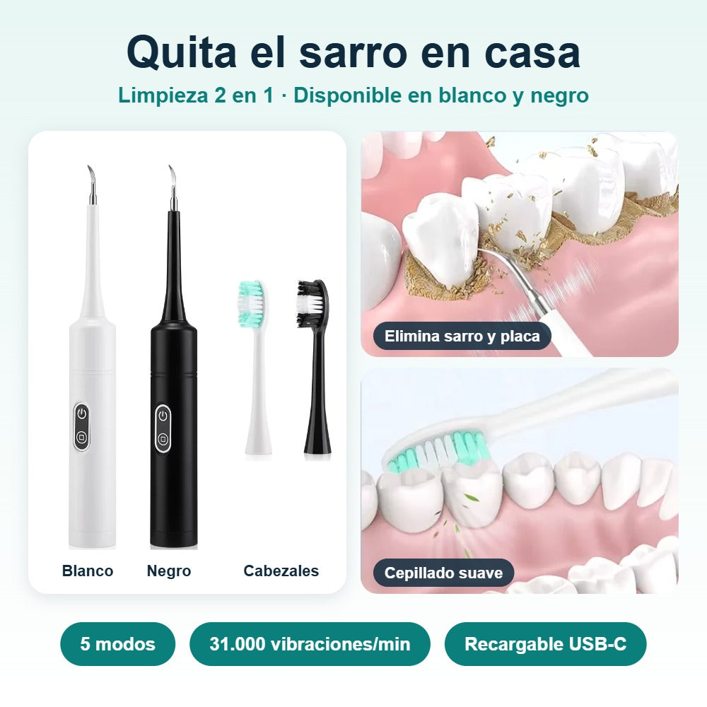 DentaLimpio Pro en blanco y negro: elimina sarro y placa y cepilla con suavidad