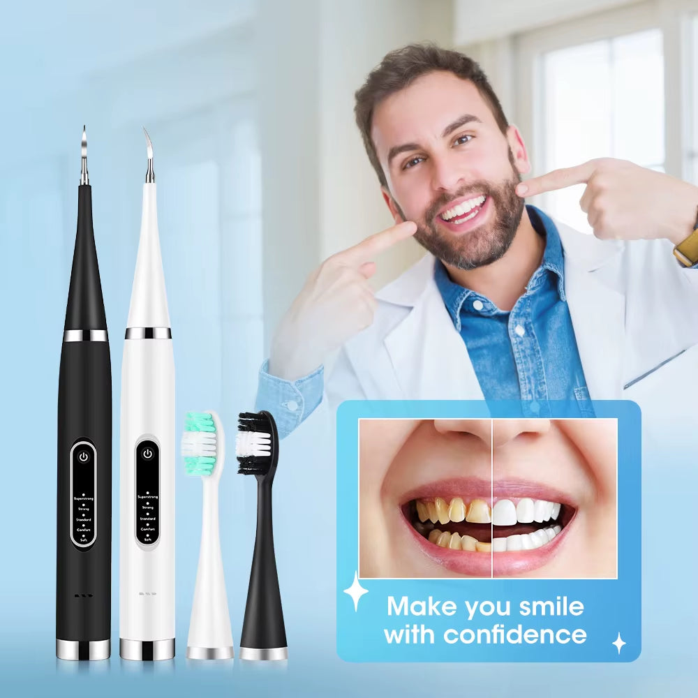 Limpiador dental eléctrico DentaLimpio Pro en blanco y negro