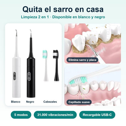 DentaLimpio Pro en blanco y negro: elimina sarro y placa y cepilla con suavidad